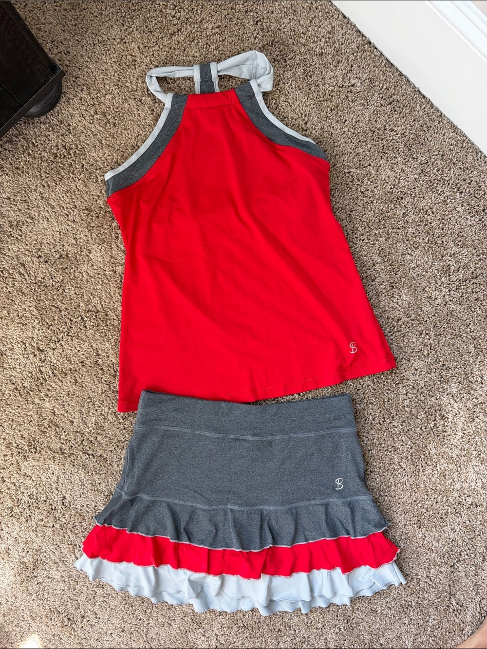 Sofibella Active Red and Gray Tennis Tank & Skort Set